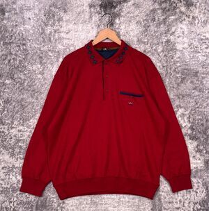 Vintage Paul & Shark Yachting Polo Sweater XL Mens Red Wool Knit Long Sleeve